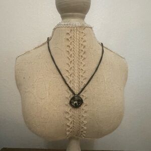 Givenchy gunmetal chain hematite crystal pendant necklace